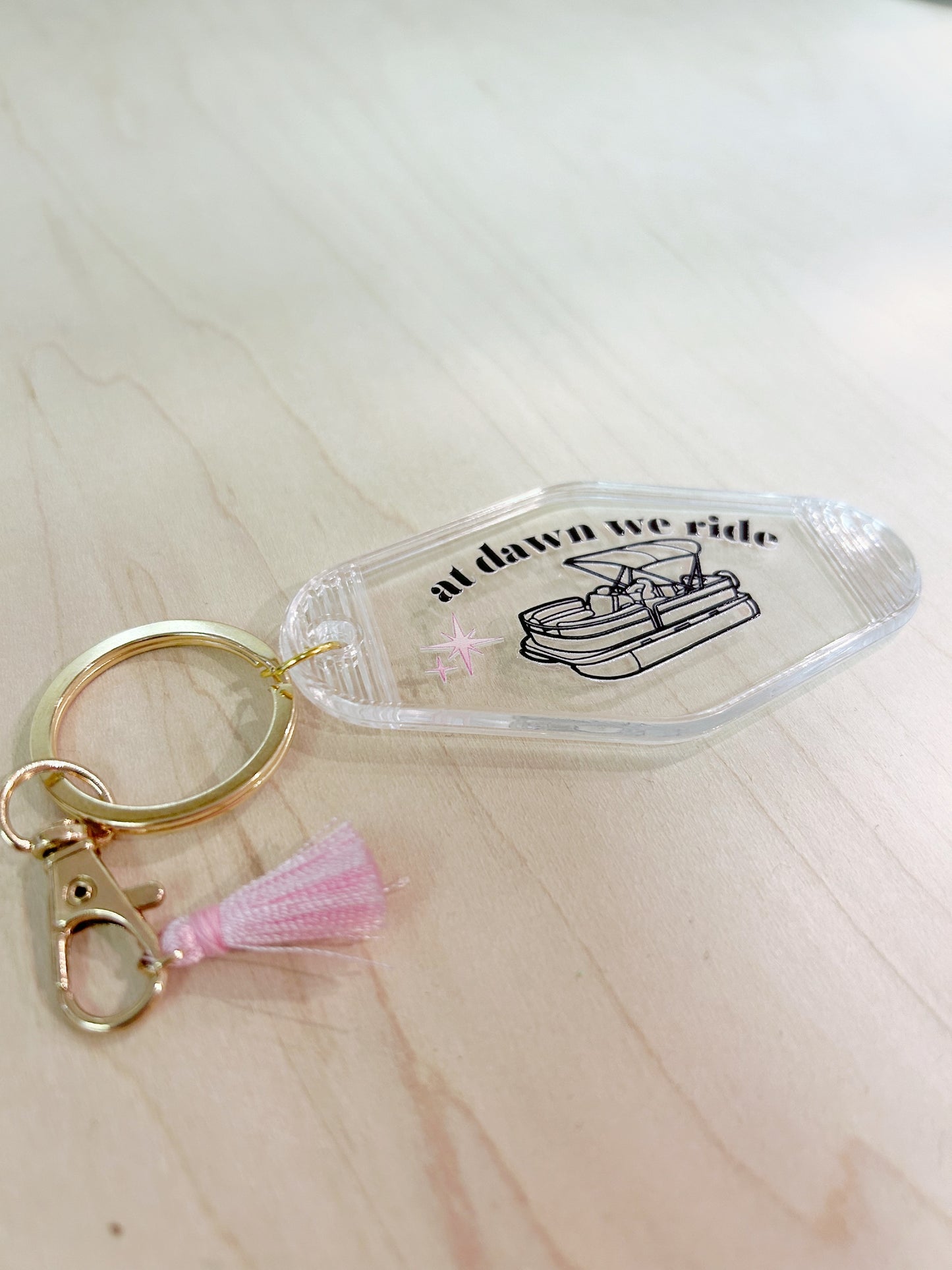 "At Dawn We Ride" Motel Keychain