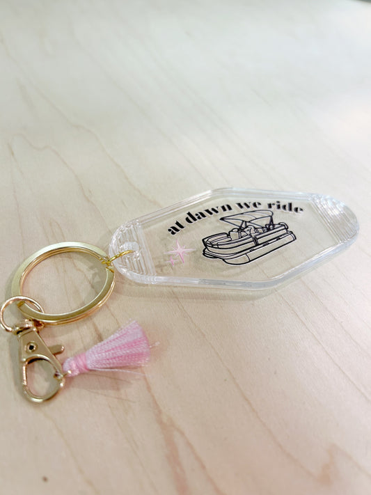 "At Dawn We Ride" Motel Keychain