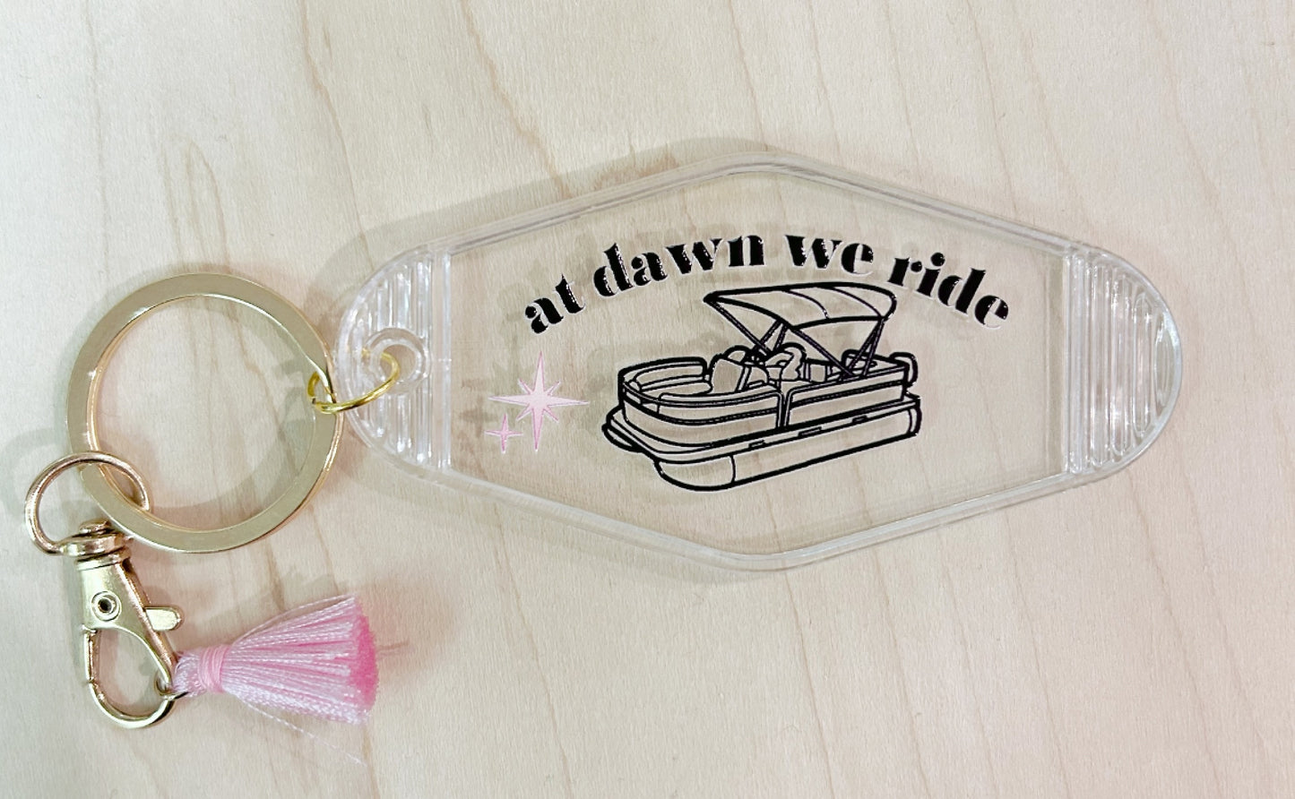 "At Dawn We Ride" Motel Keychain